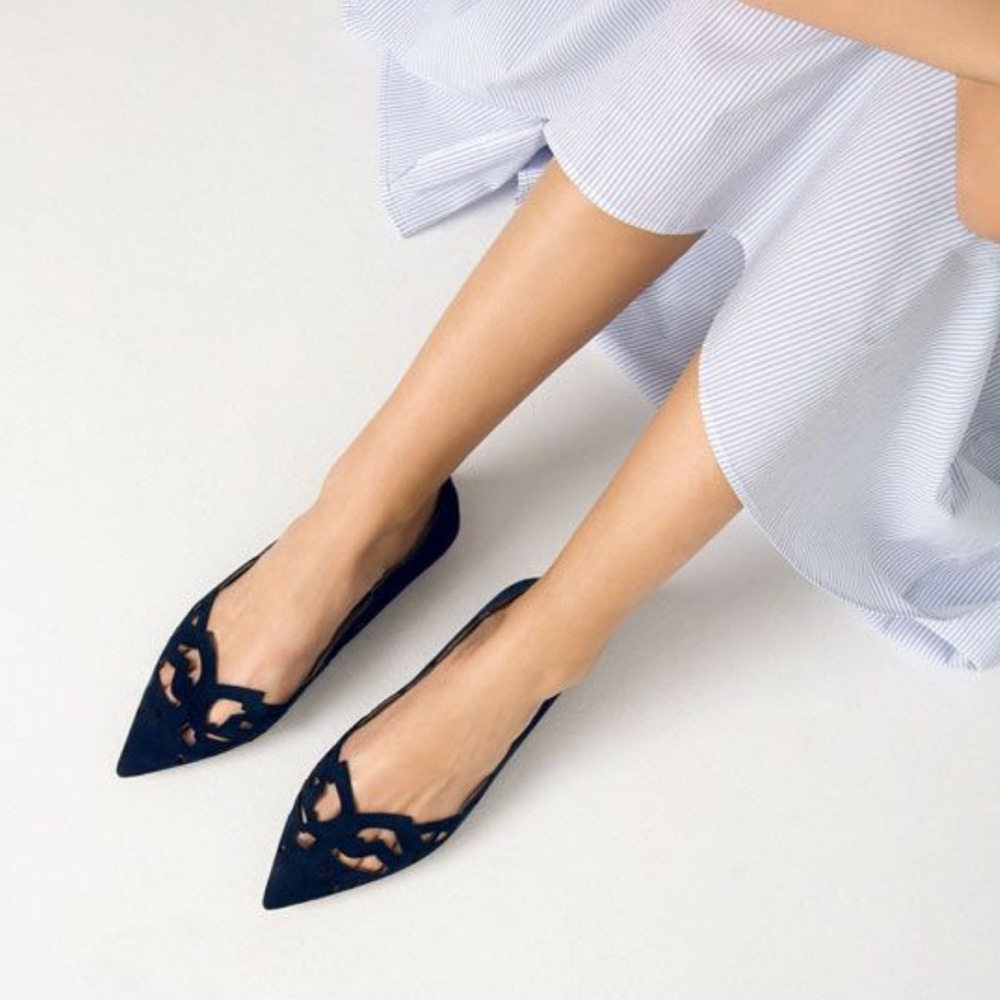 ZARA laser cut leather ballet flats