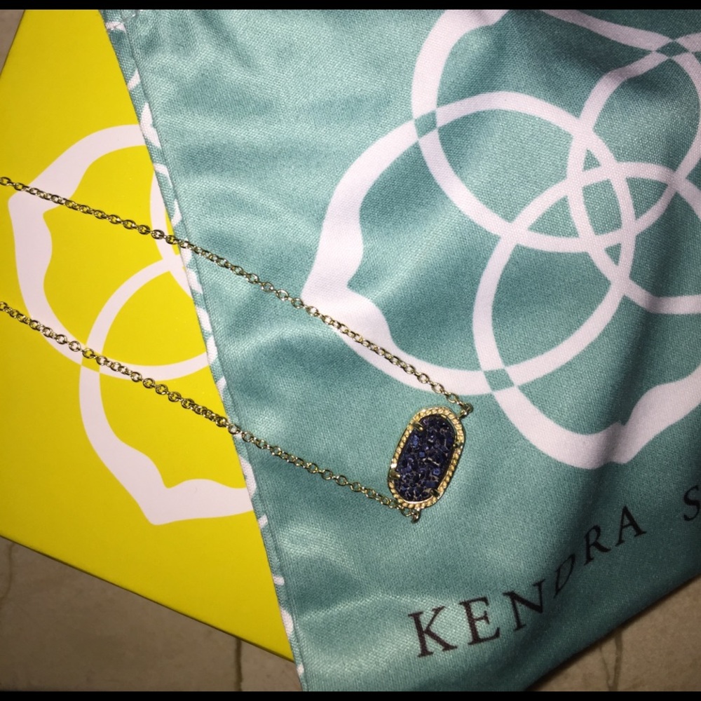 NWOT Kendra Scott "Eliza" Druzy Necklace Sapphire