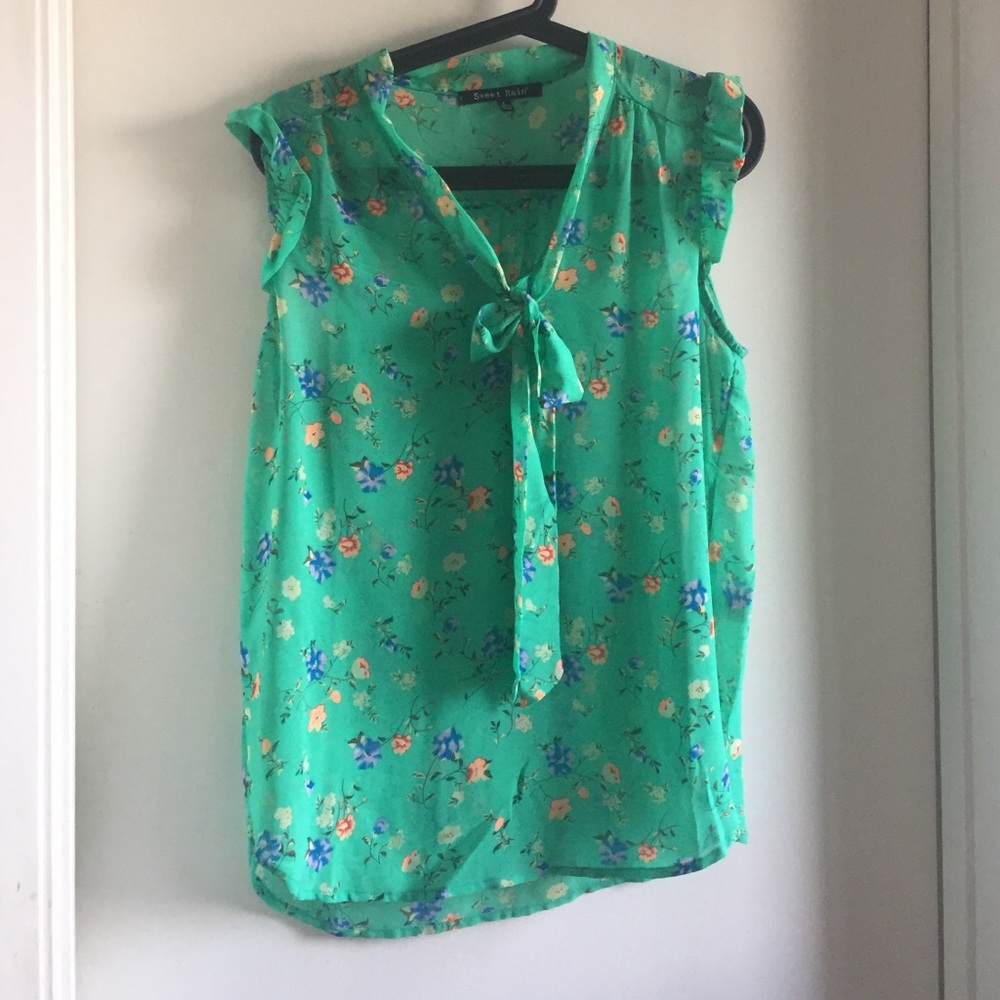 Modcloth Floral Bow Blouse