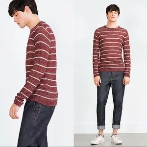 ⚡️✨Cream Striped Maroon Crochet Zara Sweater ⚡️