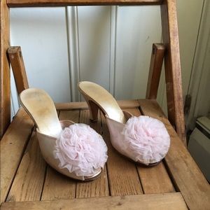 Daniel Green Powder Pink Mules Pin Up Retro