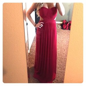 Size 2 Strapless Red Prom Dress
