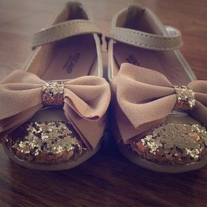 Girls Gold & Tan Flats