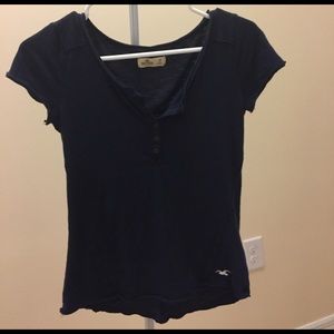 Hollister Navy Henley Shirt