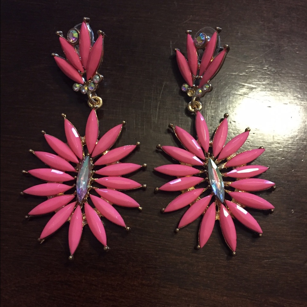 Pink starburst statement earrings