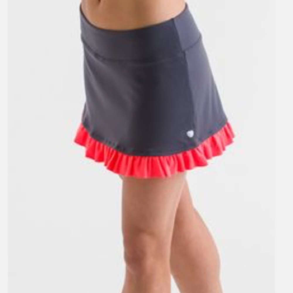 15love grey and orange ruffle tennis skort