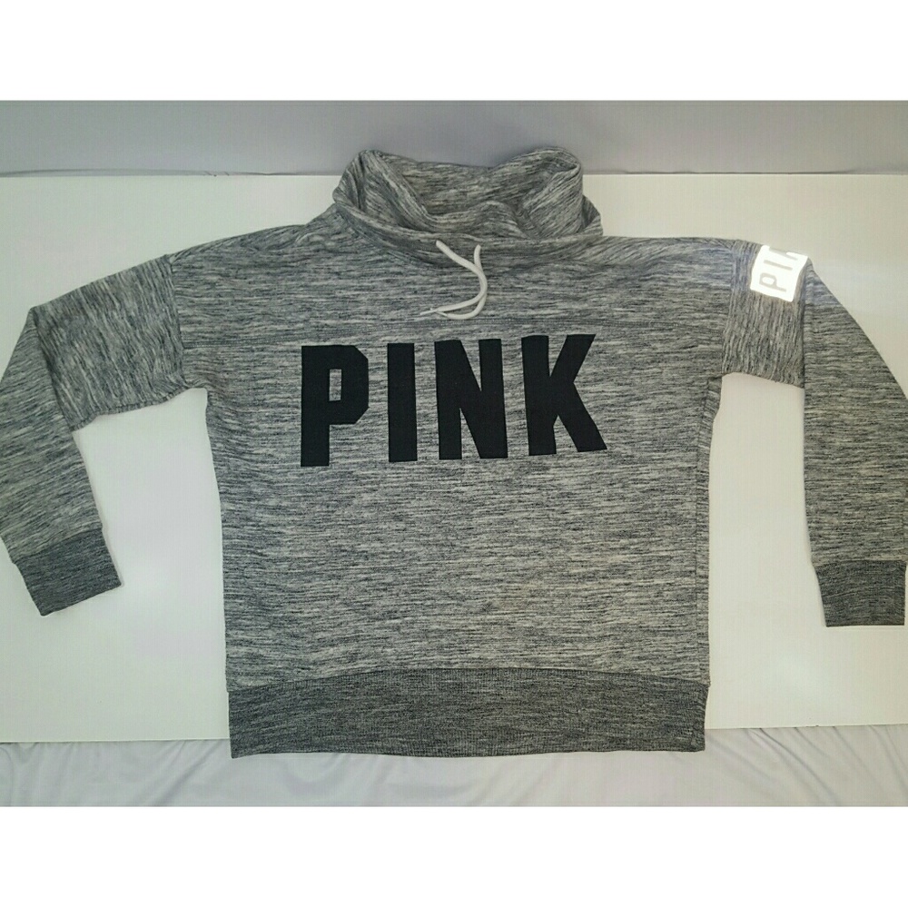 Grey pink brand hoddie