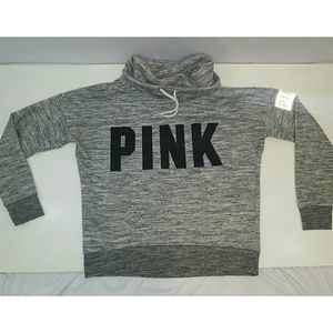 Grey pink brand hoddie