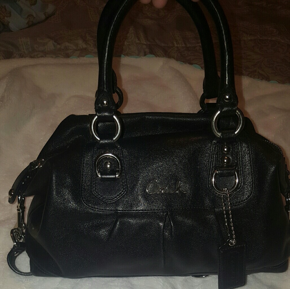 TRADE Black Leather Coach Handbag