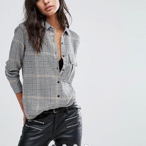 Mango Check Print Button-up shirt