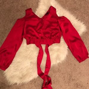 Red Satin Boutique Crop Top !NWT!