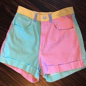 American Apparel Color Block High Waist Shorts
