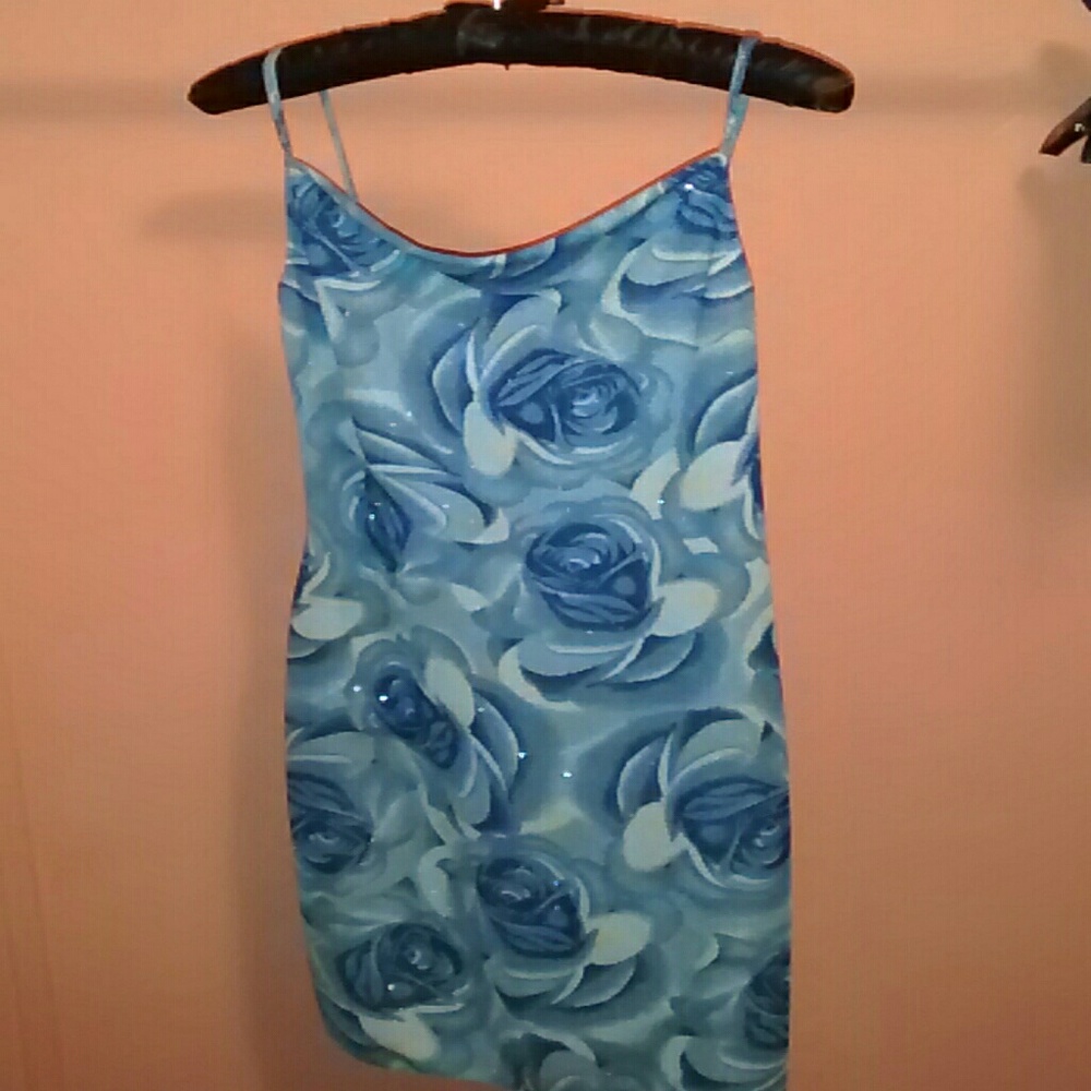 Blue floral mini dress