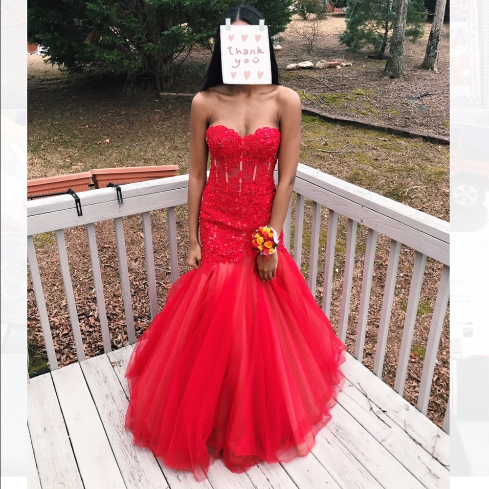 AUTHENTIC RED SHERRI HILL MERMAID DRESS #11155