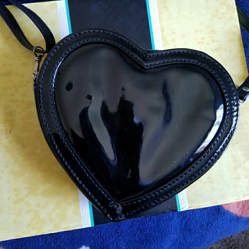 Small Black Heart Shaped Purse
