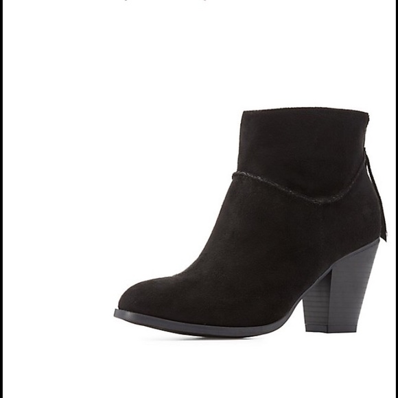 NEW NEVER WORN Black "suede" ankle booties size 10 - Picture 2 of 3