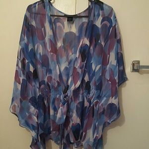 Ashley Stewart sheer butterfly sleeve blouse
