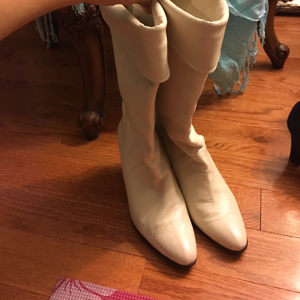 Ivory leather boots