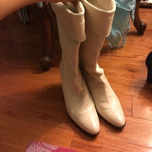 Ivory leather boots
