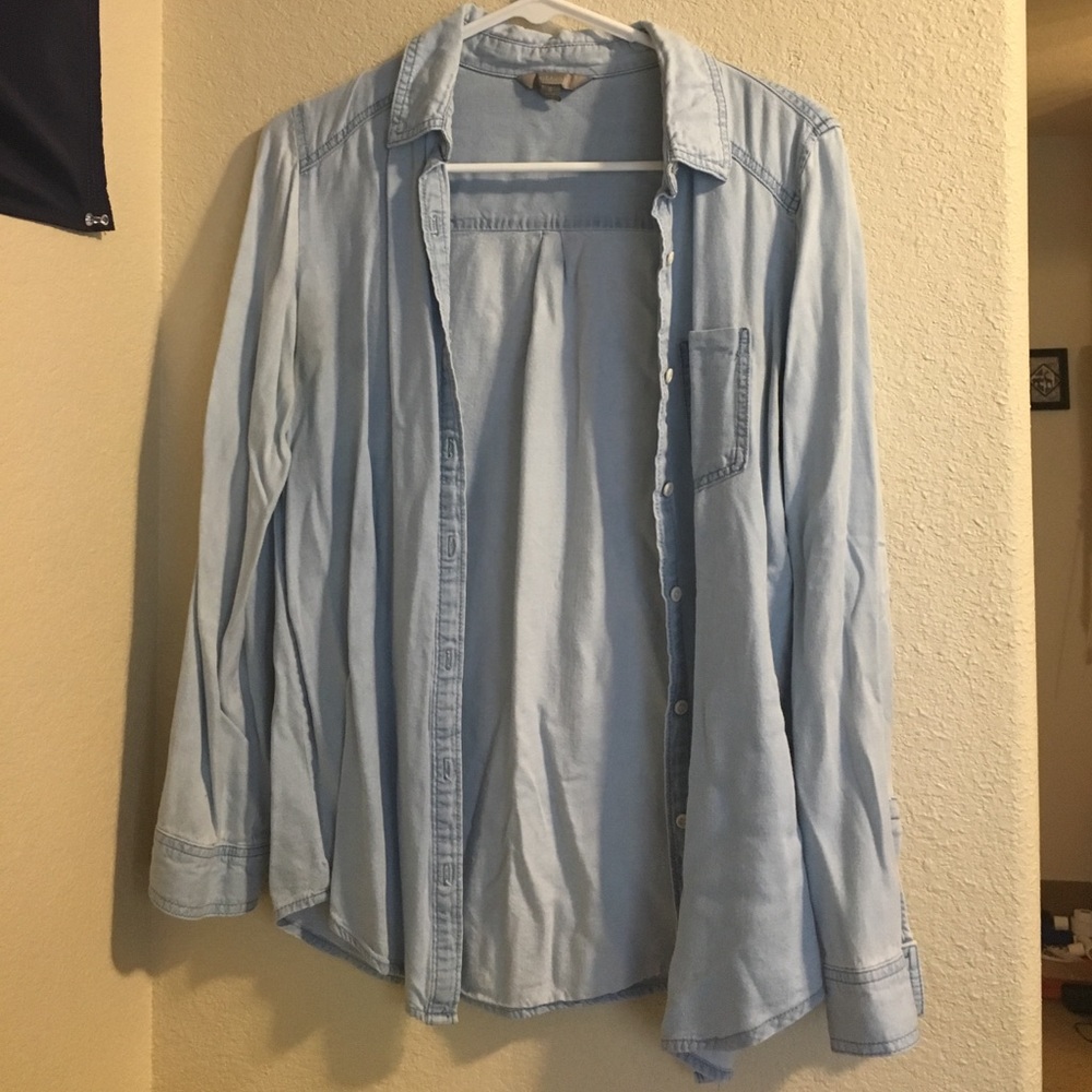 Light blue rayon button up