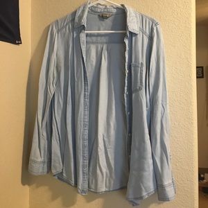 Light blue rayon button up