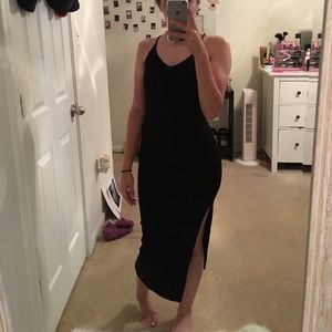 Black slit dress