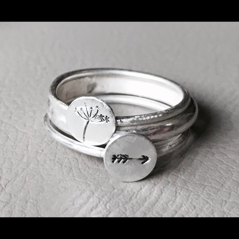 Handmade Sterling Silver Stackable Dandelion Rings
