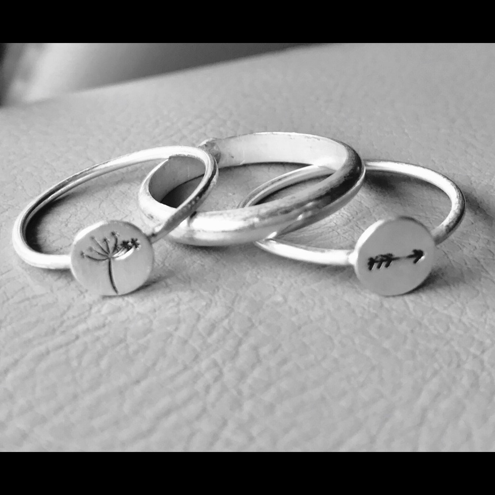 Handmade Sterling Silver Stackable Dandelion Rings - Picture 3 of 3