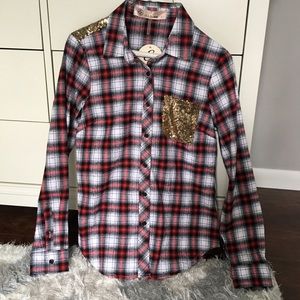 🌸 PLAID GLITTER FLANNEL