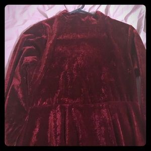 Velvet red turtleneck dress