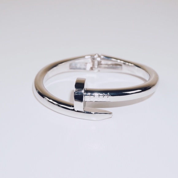 Silver Nail Bangle - Picture 2 of 4