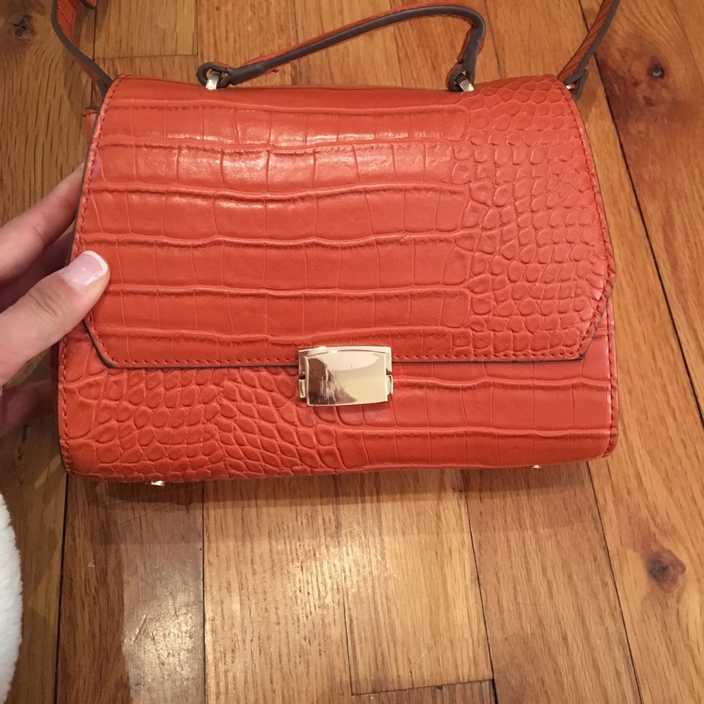 Zara Croc Embossed Mini City Crossbody Bag