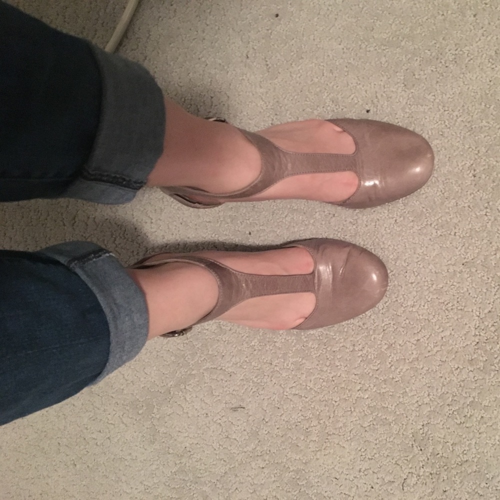 Franco Sarto Leather Nude Wedges (size 7.5)