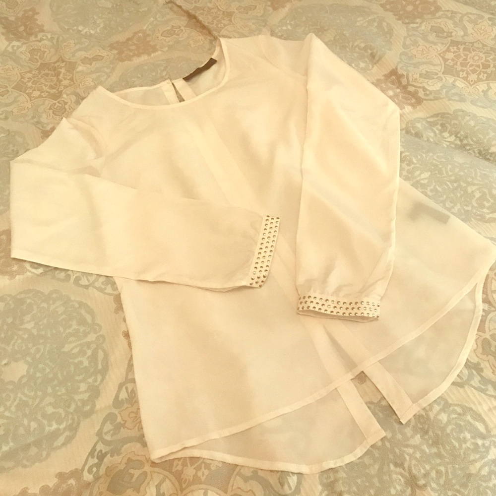 THE LIMITED Ivory and Gold Long Sleeve Top