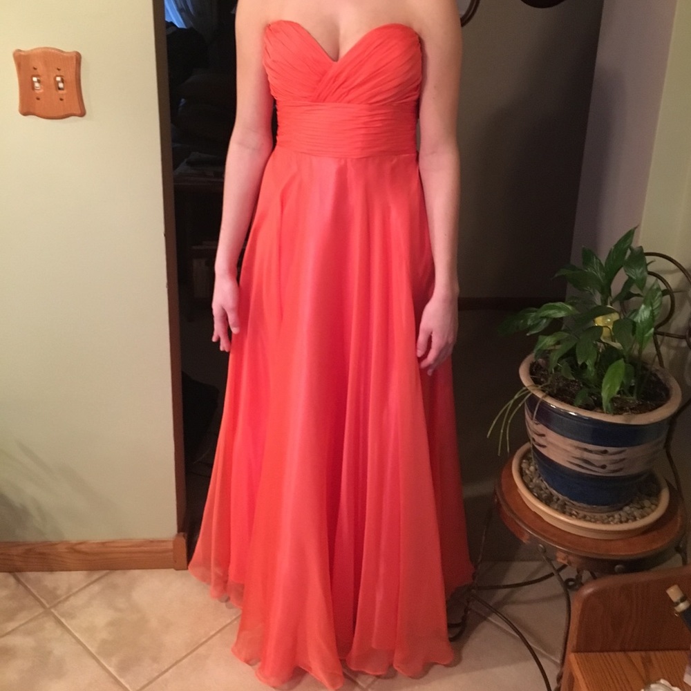 Strapless coral prom/bridesmaid dress!