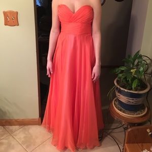 Strapless coral prom/bridesmaid dress!