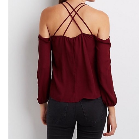 NEW WITH TAGS maroon off the shoulder top size XL - Picture 2 of 2