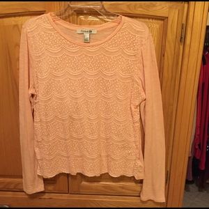 Forever 21 Light Pink Lace Cotton Top