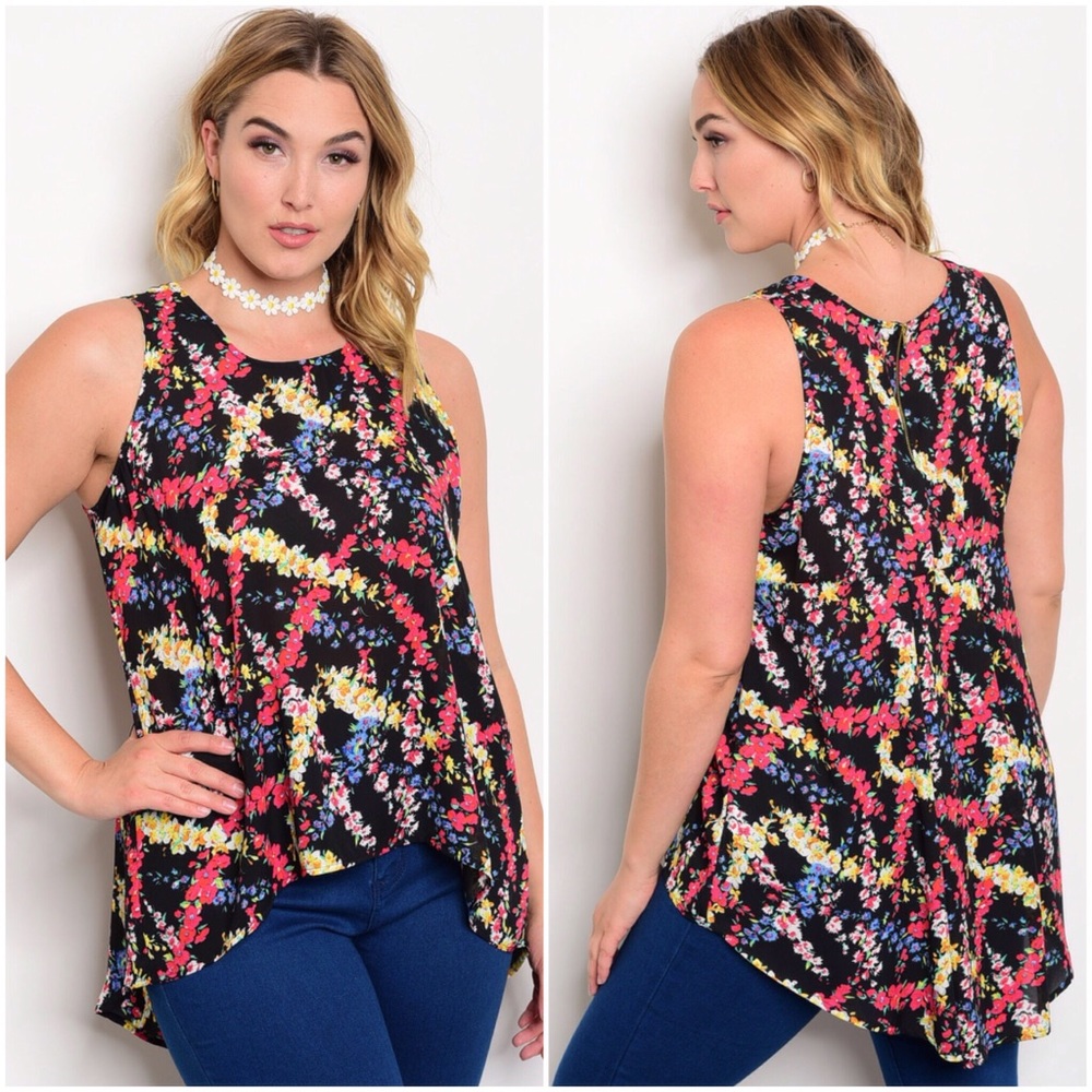 ๐จFINAL PRICE๐จPlus Floral Print Tunic Tank Top - Picture 1 of 1