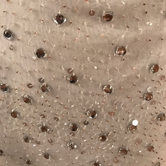 White long sleeve sheer beaded & gems shift dress - Picture 4 of 6