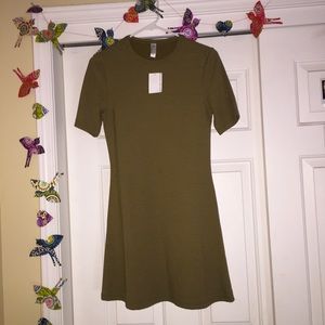 American Apparel crew neck olive green dress.