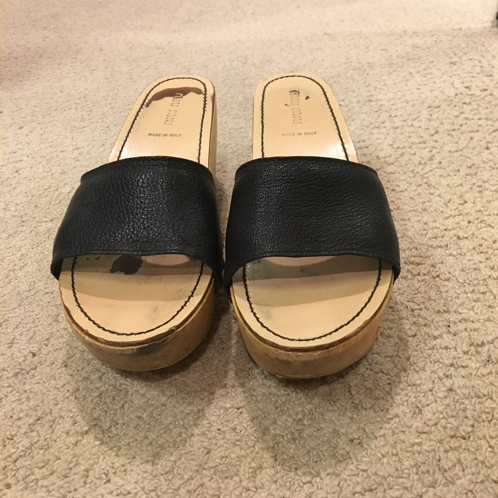 Miu Miu Wood Wedge Sandal