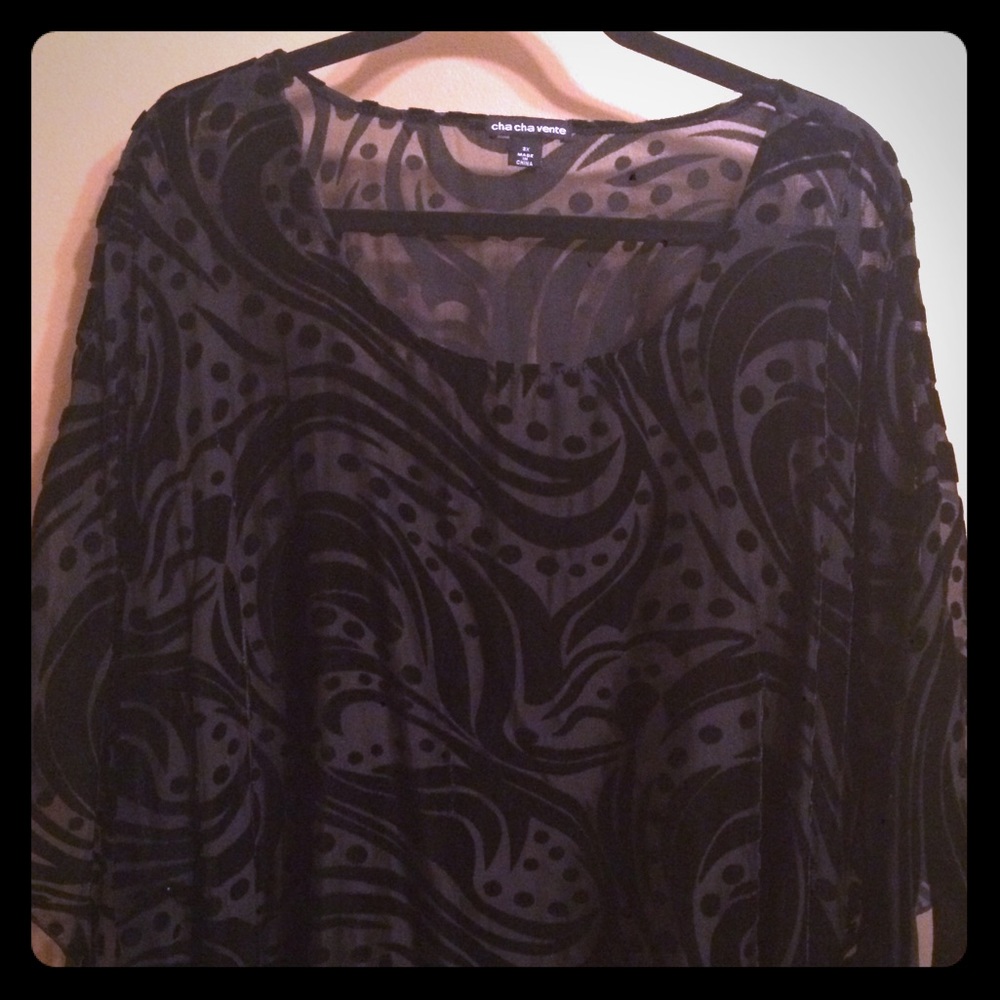 Sheer velvet pattern poncho