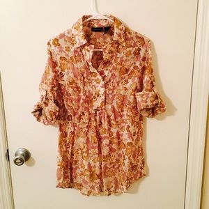 New York & Company Floral Pattern Blouse