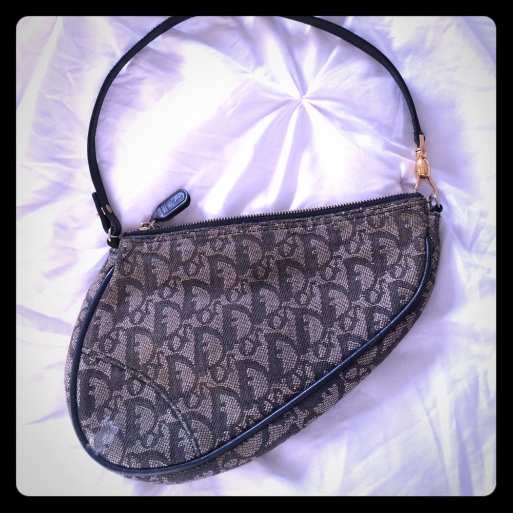 Dior denim saddle bag.
