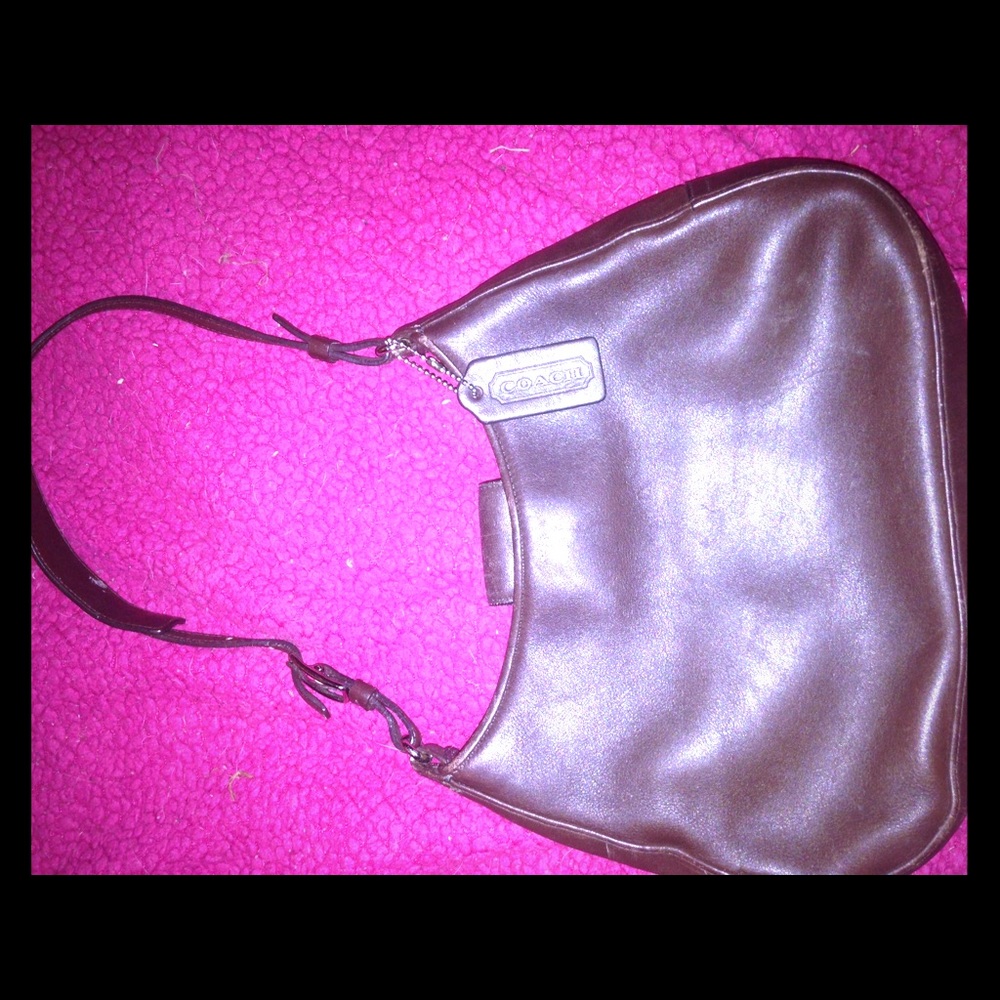 Authentic Dark Brown Leather Coach Purse