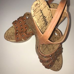 Charming Charlie Brown Studded Wedges