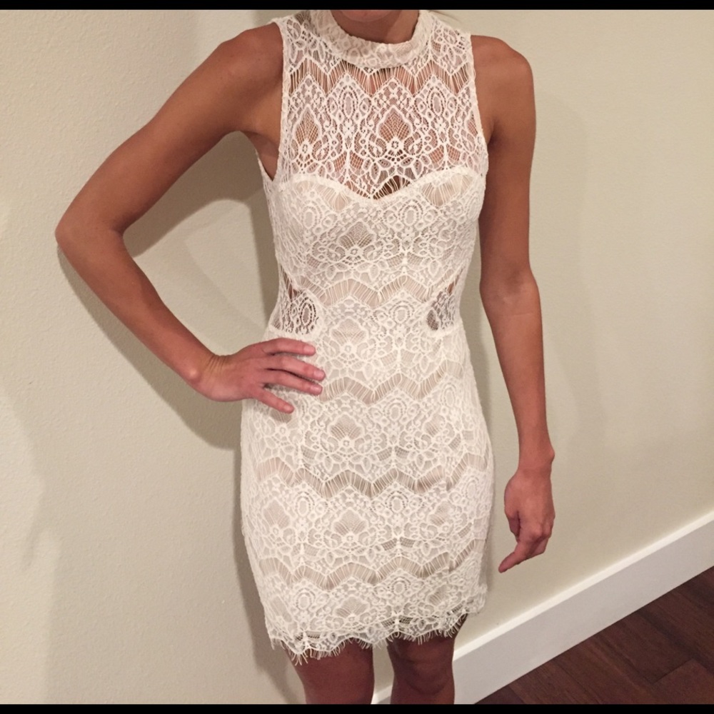 Ark & Co cream and nude eyelash lace dress