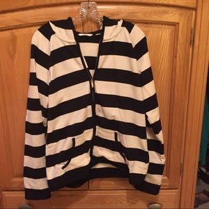 Liz Claiborne Black & White Striped Hoodie