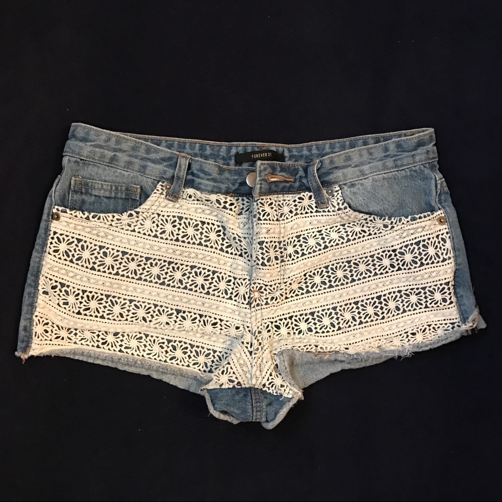 Forever 21 Denim Shorts with Lace